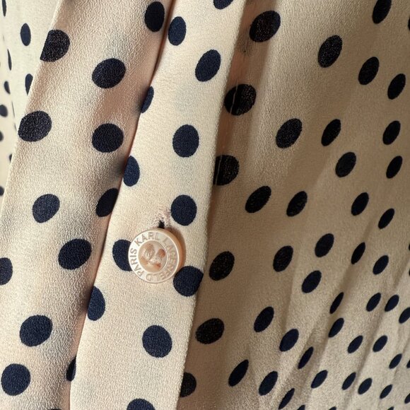 KARL LAGERFELD PARIS Sleeveless Pink & Black Polka Dot Top Sz Small - Picture 9 of 10